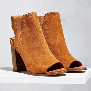 Urban Outfitters Suede Peep Toe Bootie Brown 6